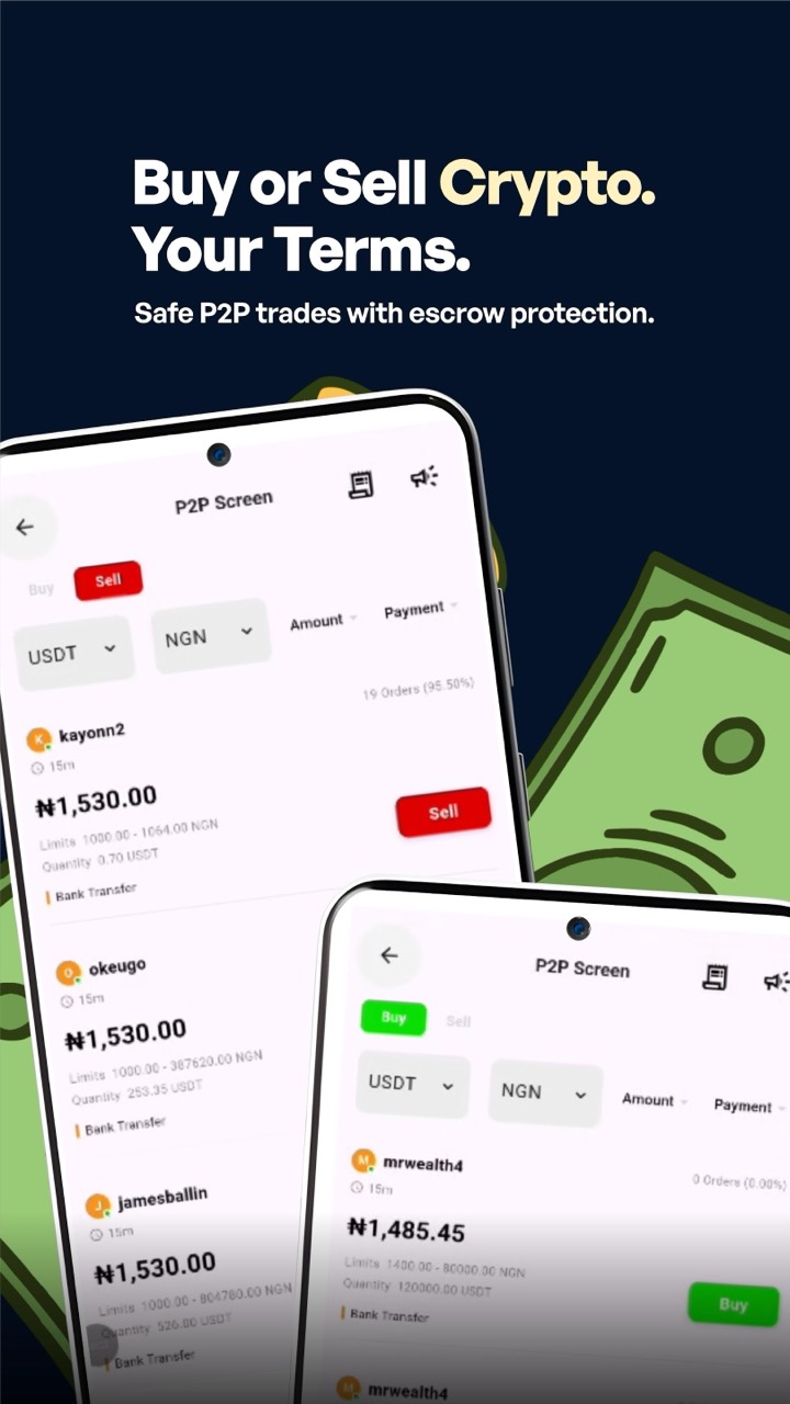 Bitmonie P2P crypto trading screen