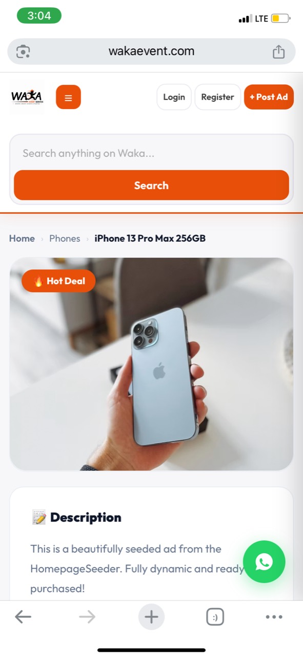 WakaEvent product listing page